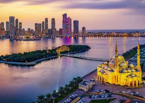 Views oF king faisal mosque, sharjah blue souk, noor isalnd, jubail island, sharjah museum on the sharjah ajman city tour